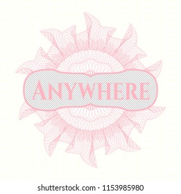 Pink rosette. Linear Illustration with text Anywhere inside