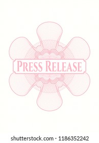 Pink rosette. Linear Illustration with text Press Release inside