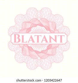 Pink rosette. Linear Illustration with text Blatant inside