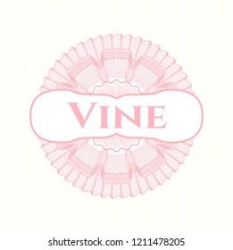 Pink rosette. Linear Illustration with text Vine inside