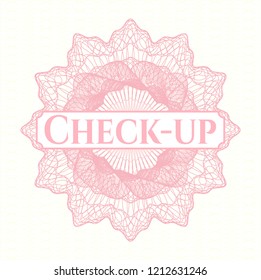 Pink rosette. Linear Illustration with text Check-up inside