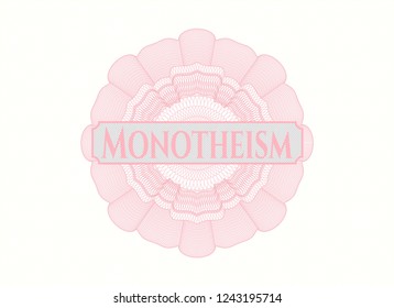 Pink rosette. Linear Illustration with text Monotheism inside