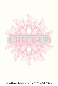 Pink rosette. Linear Illustration with text Check-up inside