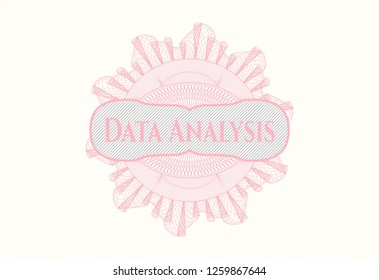 Pink rosette. Linear Illustration with text Data Analysis inside