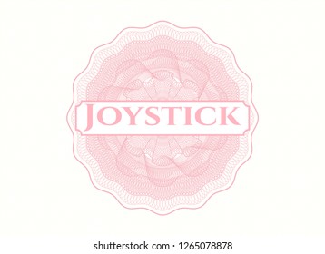 Pink rosette. Linear Illustration with text Joystick inside