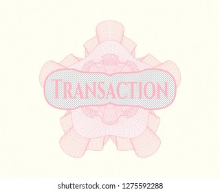 Pink rosette. Linear Illustration with text Transaction inside