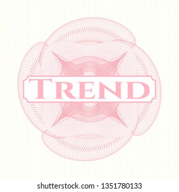 Pink rosette. Linear Illustration with text Trend inside