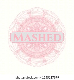 Pink rosette. Linear Illustration with text Mashed inside