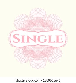 Pink rosette. Linear Illustration with text Single inside