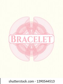 Pink rosette. Linear Illustration with text Bracelet inside