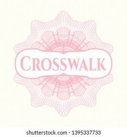 Pink rosette. Linear Illustration with text Crosswalk inside