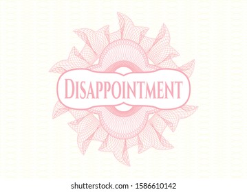 Pink rosette. Linear Illustration with text Disappointment inside