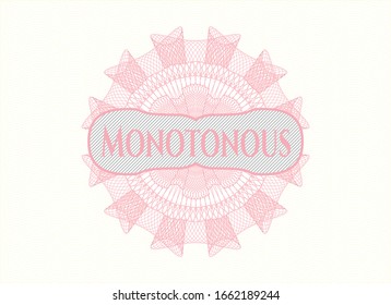 rosafarbene Rosette. Lineare Illustration mit Text Eintonig innen