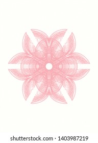 Pink rosette. Linear Illustration. Vector, Detailed.