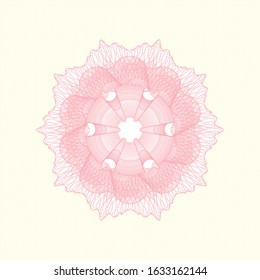 Pink rosette. Linear Illustration. Vector, Detailed.