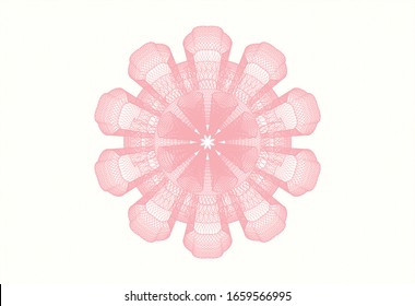 Pink rosette. Linear Illustration. Vector, Detailed.