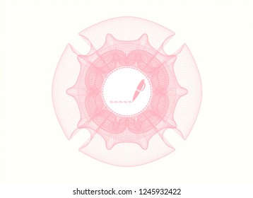 Pink rosette. Linear Illustration with writer icon inside
