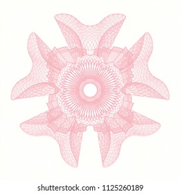 Pink rosette or money style emblem