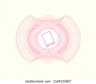 Pink rosette (money style emblem) with mobile phone icon inside
