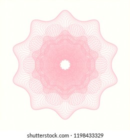 Pink rosette or money style emblem