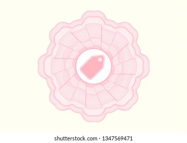 Pink rosette (money style emblem) with tag icon inside