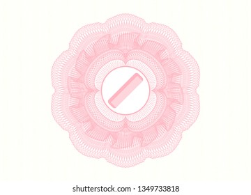 Pink rosette (money style emblem) with hair comb icon inside