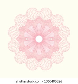 Pink rosette or money style emblem