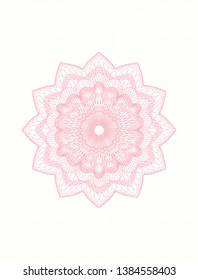 Pink rosette or money style emblem. Vector Illustration. Detailed.