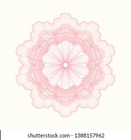 Pink rosette or money style emblem. Vector Illustration. Detailed.