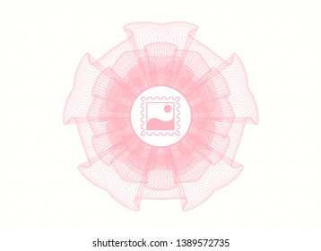 Pink rosette (money style emblem) with picture icon inside