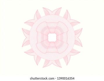 Pink rosette or money style emblem. Vector Illustration. Detailed.