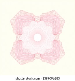 Pink rosette or money style emblem. Vector Illustration. Detailed.
