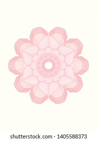 Pink rosette or money style emblem. Vector Illustration. Detailed.