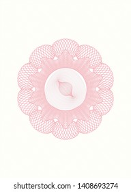 Pink rosette or money style emblem. Vector Illustration. Detailed.