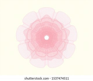 Pink rosette or money style emblem. Vector Illustration. Detailed.