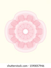 Pink rosette or money style emblem. Vector Illustration. Detailed.