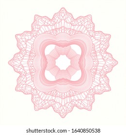 Pink rosette (money style emblem). Vector Illustration. Detailed.