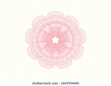 Pink rosette or money style emblem. Vector Illustration. Detailed.