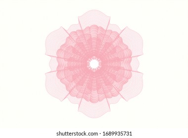 Pink rosette (money style emblem). Vector Illustration. Detailed.