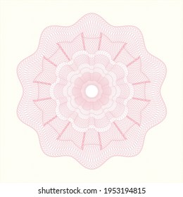 Pink rosette or money style emblem. Vector Illustration. Detailed. 