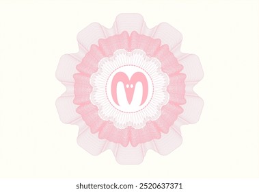 Pink rosette (money style emblem). with goat head icon inside