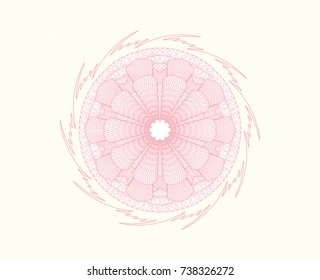 Pink rosette or money style emblem
