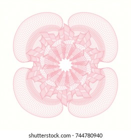Pink rosette or money style emblem