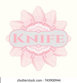 Pink rosette with text Knife inside