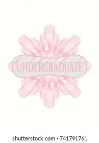 Pink rosette with text Undergraduate inside