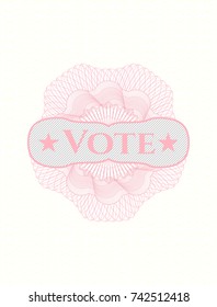 Pink rosette with text Vote inside