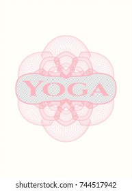 Pink rosette with text Yoga inside