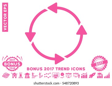 Pink Rotation CCW pictograph with bonus 2017 trend pictograph collection. Vector illustration style is flat iconic symbols, white background.