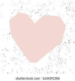 pink rough heart shape cut out texture and grunge ink dirty background