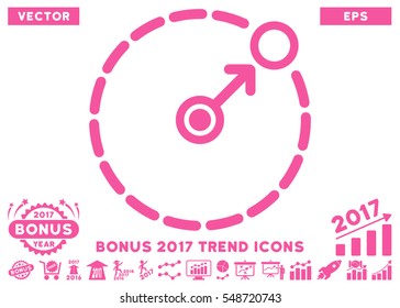 Pink Round Area Border pictograph with bonus 2017 trend images. Vector illustration style is flat iconic symbols, white background.